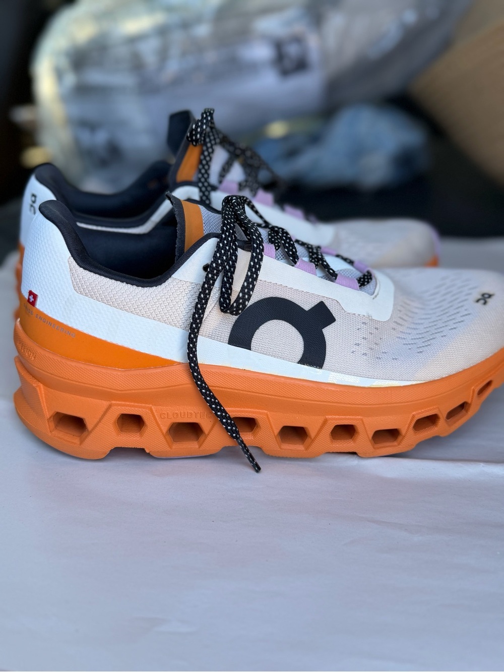 On Running Cloudmonster Women’s Running Shoes - White & Orange
